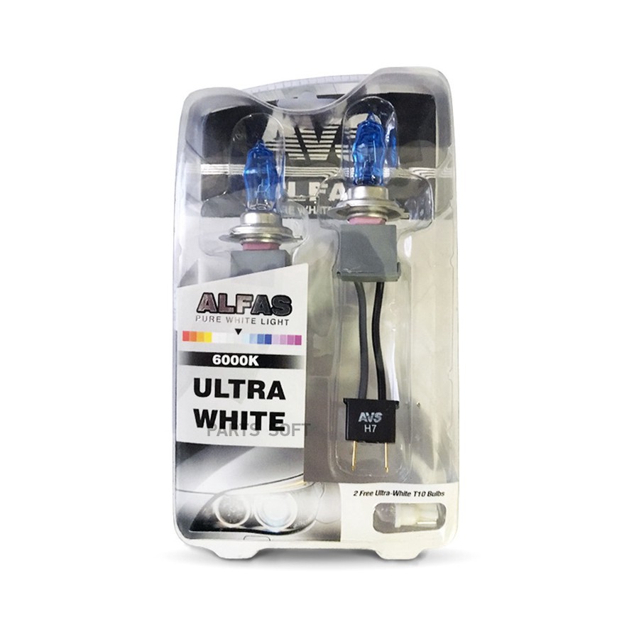 Лампа галогенная H7 12V 85W "AVS" Alfas (Pure-White 6000К +2 Т10) (2 шт.) - AVS None None